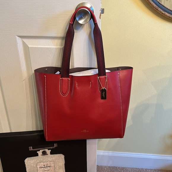 Coach Tote - Cranberry with a Brown Interior - Picture 3 of 11